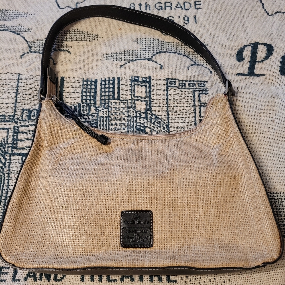 Like New Liz Claiborne Khaki/Black Tweed Shoulder Bag.